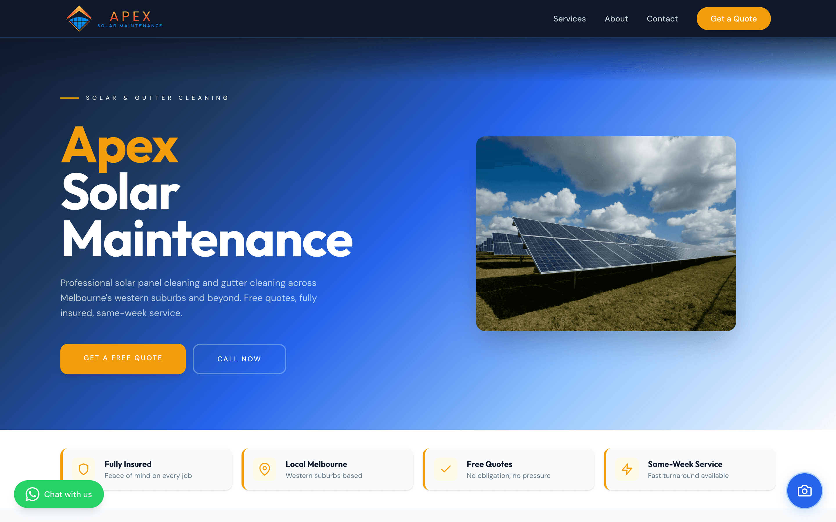 Apex Solar Maintenance homepage
