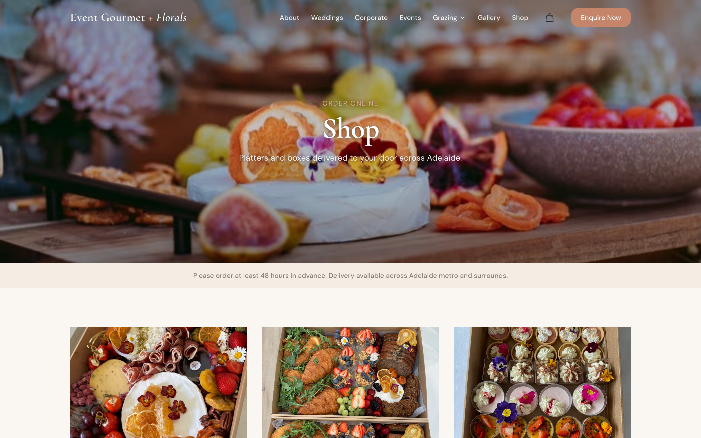 Event Gourmet Stripe shop with grazing boxes